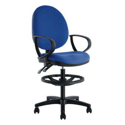 BM 225 BR7 Silla para cajero respaldo, brazos fijos, aro descansa pies